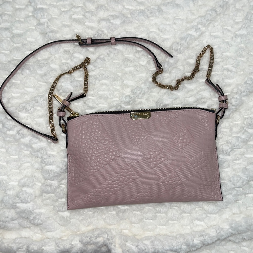 Burberry Peyton Grain Check Leather Crossbody-Authentic-EUC